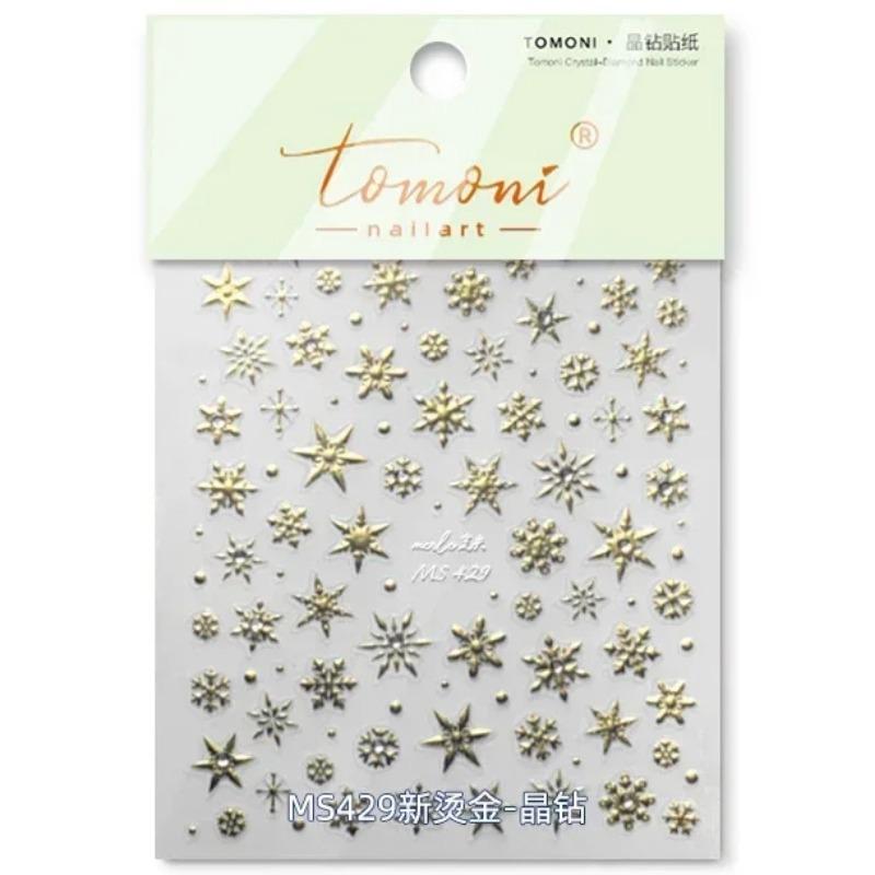 Laser Crăciun Iarnă Fulg de zăpadă Stras strălucitor 5D Relief în relief Auto-adeziv Nail Art Decor Autocolant 3D Decal manichiură