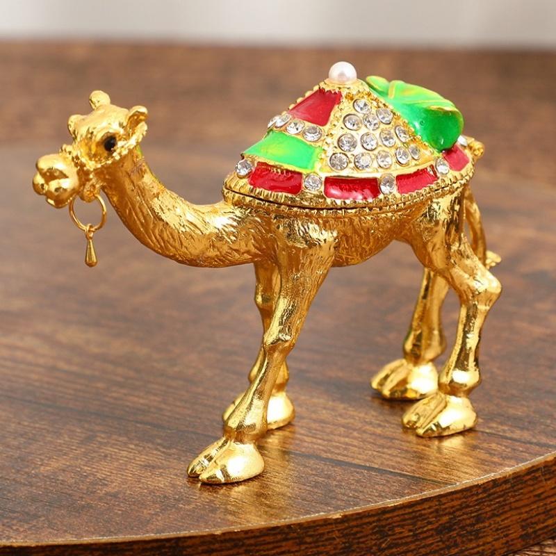Mini Jewelry Storage Box Inlaid Gem Organizer Exquisite Camel Shape Earrings Ring Holder Storage Jar Unique Festival Gift