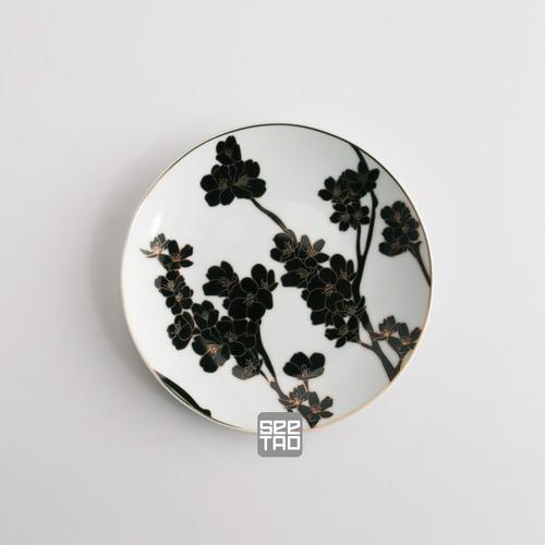 Набор тарелок «Сакура», черно-белая тарелка, настенное украшение, подвесная тарелка, кофейная тарелка, украшение для гостиной, настенное украшение, диск.