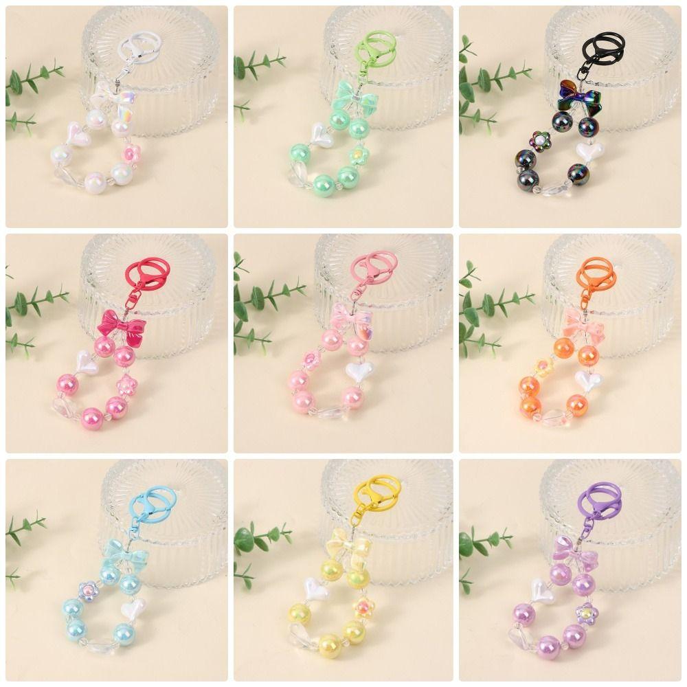 1Pcs Keychain Wristband Bag Pendant Bow Lucky Phone Lanyard Mobile Phone Chain  for Women/Lady/Girl