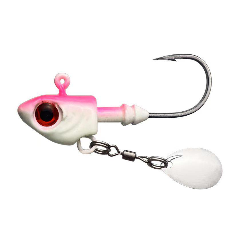 Luminous Fish-Shaped Jig Head with Spinner Blade 3.5-33g, Blood Groove Hook for Bass & Perch, Multi-Layer Soft Bionic Bait