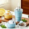 Portable Foldable Ice Ball Cup Food Grade Silicone Ice Ball Mold with Straw for Whiskey Cocktails Reusable Travel Water Bottle 6