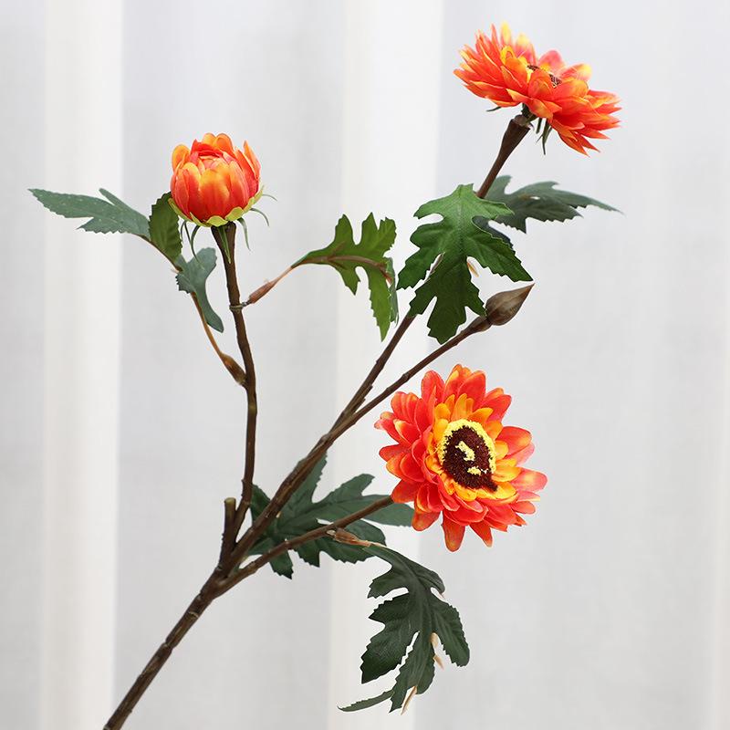 Simulation feel 3 heads sun flower home decoration simulation flower living room decoration ornament fake flower