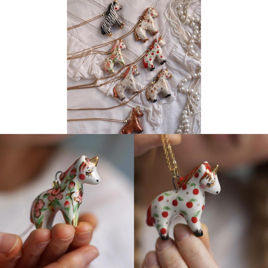 Unicorn Heart Pendant Necklace Copper Dipped Oil Finish For Women Gift
