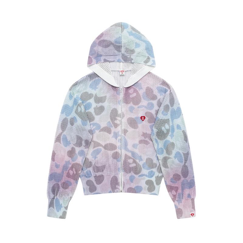 APEE Women's Gradient Camo Heart-Print Oversized Zip Hoodie