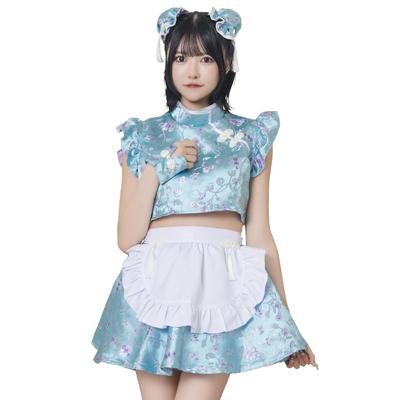 Lyrická paleta Cosplay Halloween Světle modrá China Maid JamsCollection Modrá [Čistý kámen] Dámské