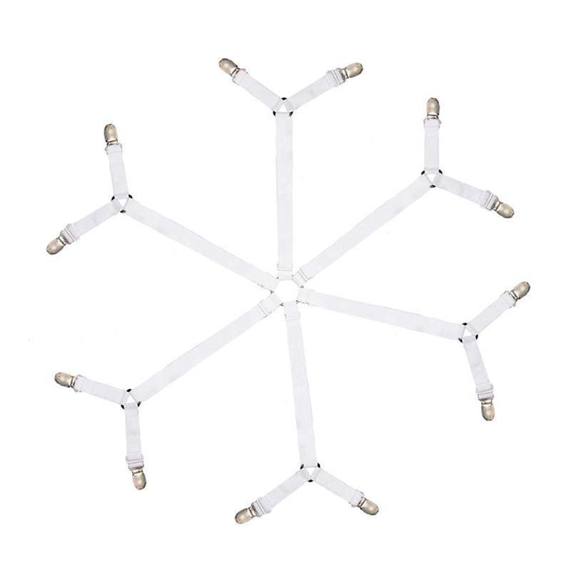 12 Clips Fixed Holder Adjustable Elastic Bed Sheet Holder Mattress Clip Fasteners Cover Blankets Non-Slip Fixing Strap Grippers Black/White