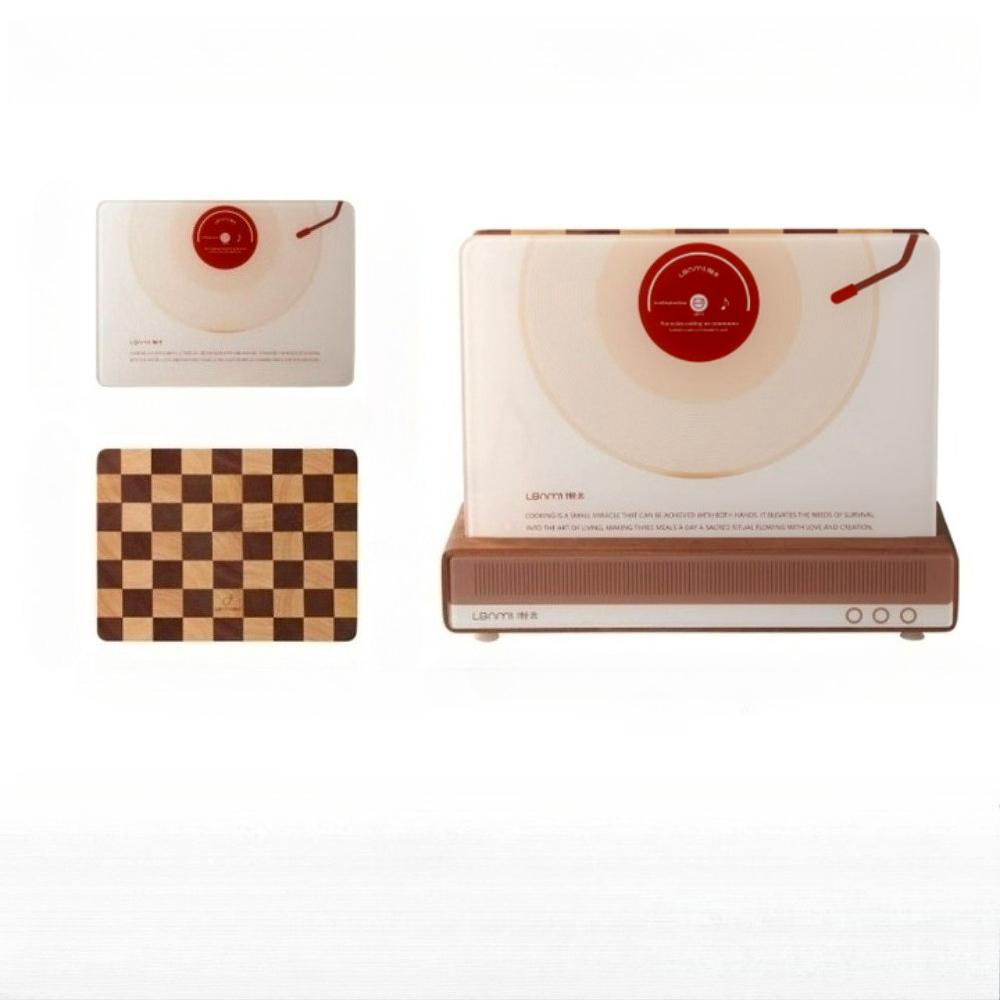 

Square Record Shaped Cutting Board Set Antibacterial Solid Wood Cutting Board Decorative Cutting Board for Meat Fruit Vegetable