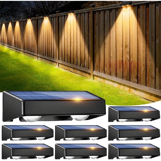 Solar Fence Lights Outdoor,9 Colors RGB Solar Lights for Fence Color Changing Deck Lights for Outside 11 Lighting Modes Waterproof Solar Wall Light
