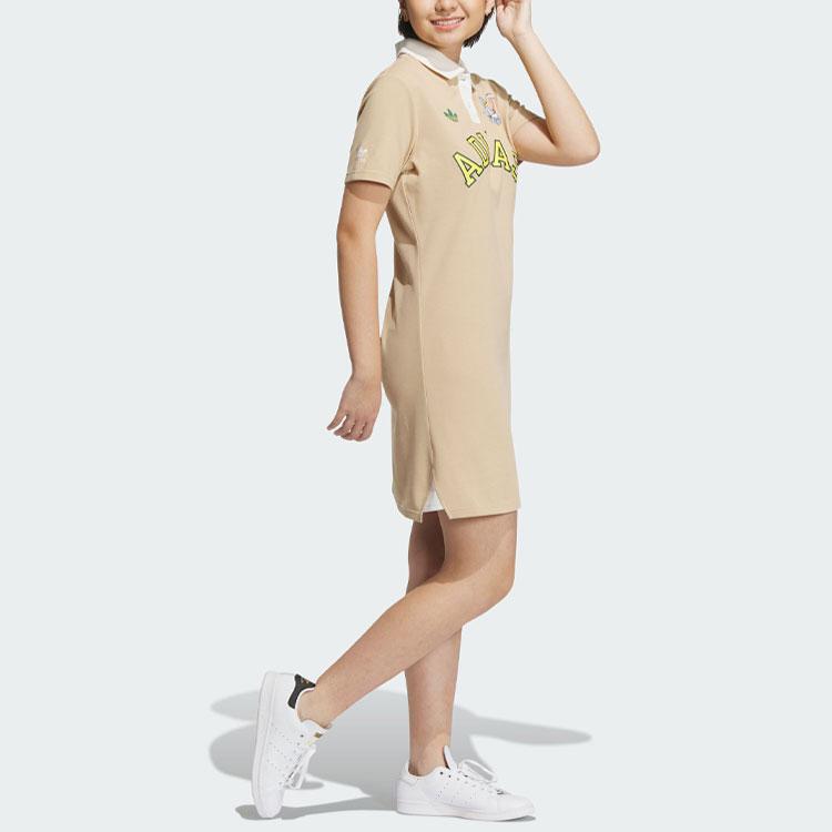Adidas Originals X Disney Dumbo Sportswear Logo Cartoon Print Polo Dress Women Dress Magic-Light-Brown IN1058