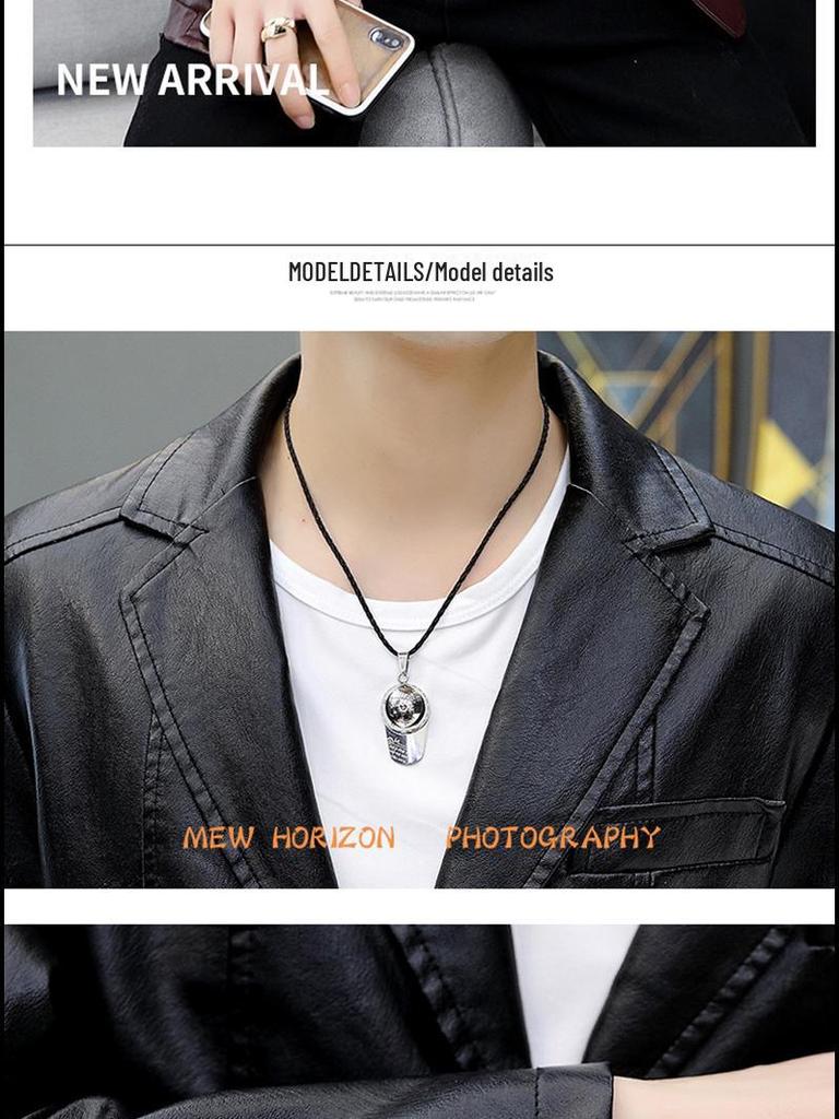 Męska Gruba Skórzana Kurtka z Klapami - Slim w Stylu Koreańskim, Casualowy Kołnierz Garniturowy, Modna Plus Aksamit na Jesień/Zimę