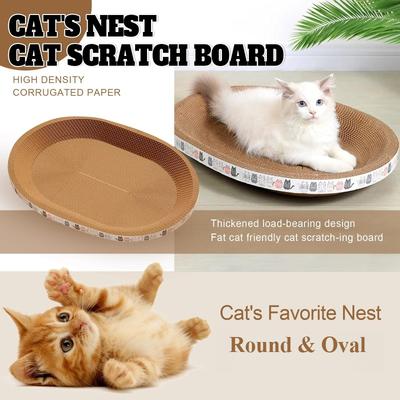 Gewellter Katzenkratzer, Katzenschaber, rund, oval, Schleifkrallenspielzeug für Katzen, verschleißfestes Katzenbett, Nest, Katzenzubehör