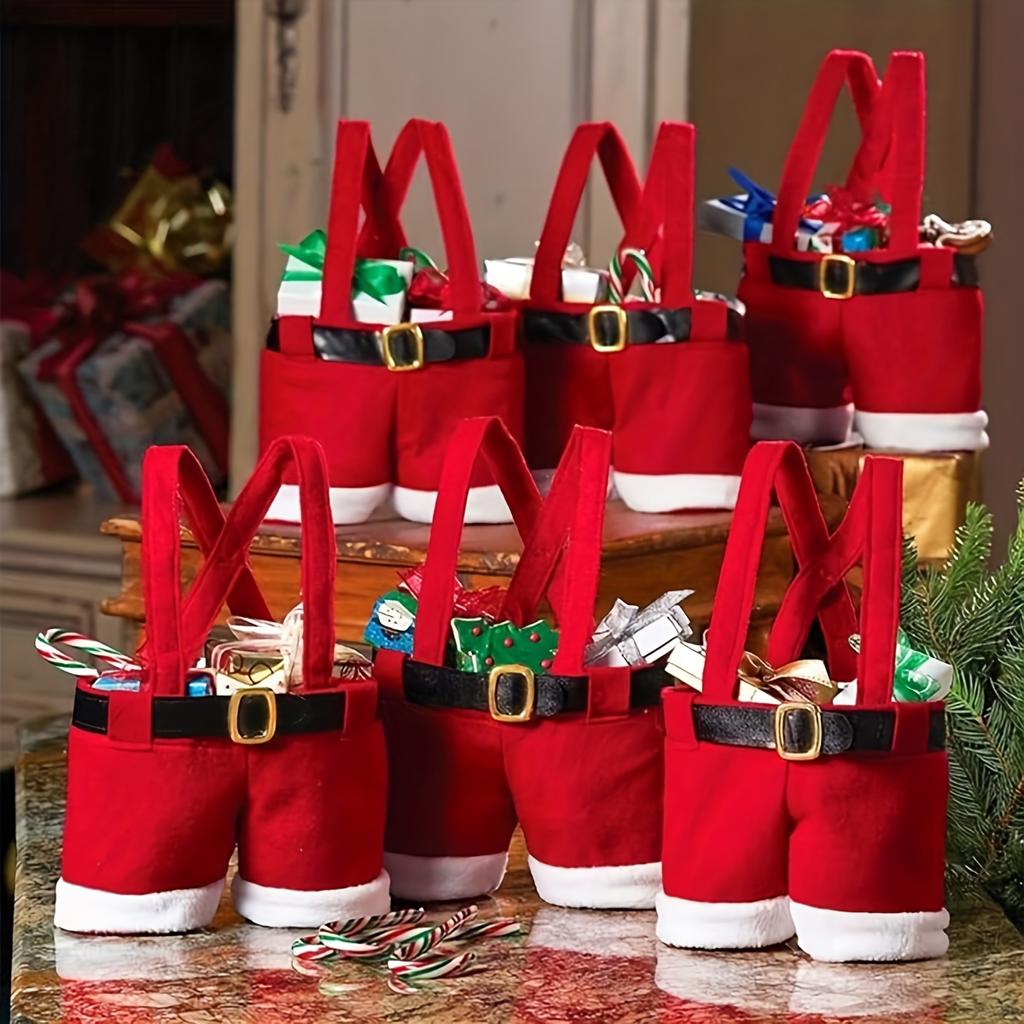 Festive Christmas Candy Bags: Santa Pants Style, Perfect for New Year And Christmas Gifts - Made of Polyester