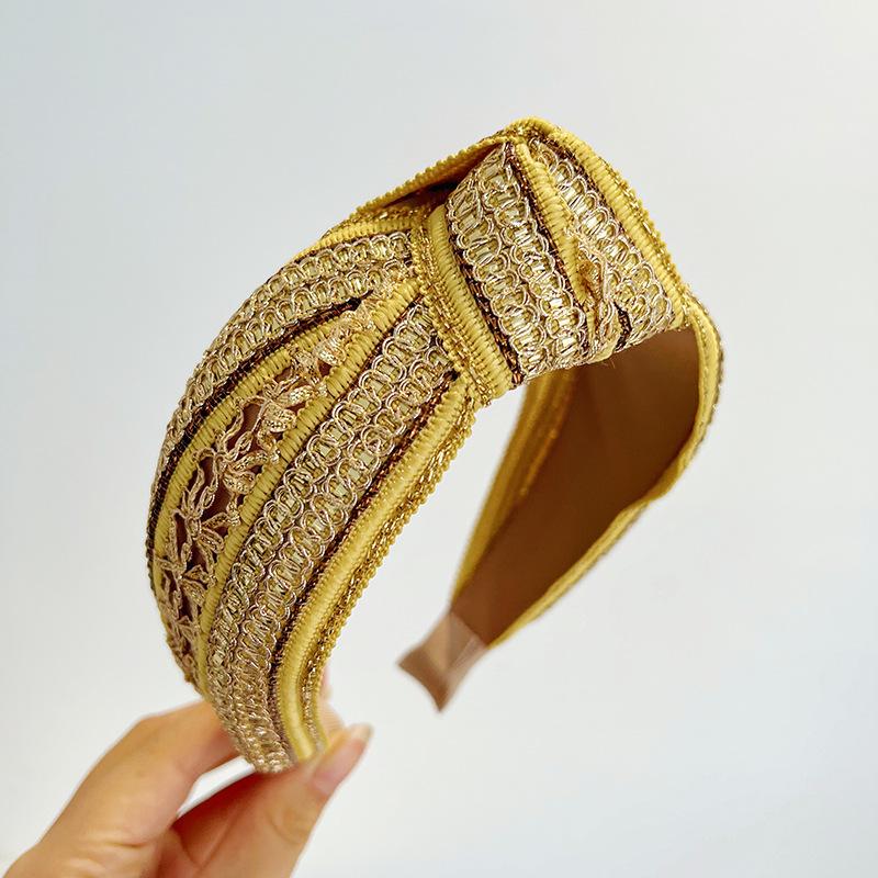 

Женщины Девушки Винтаж Бохо Вышивка Золотой Глиттер Узел Повязка на Голову Ободок Украшения для Волос Аксессуары для Волос