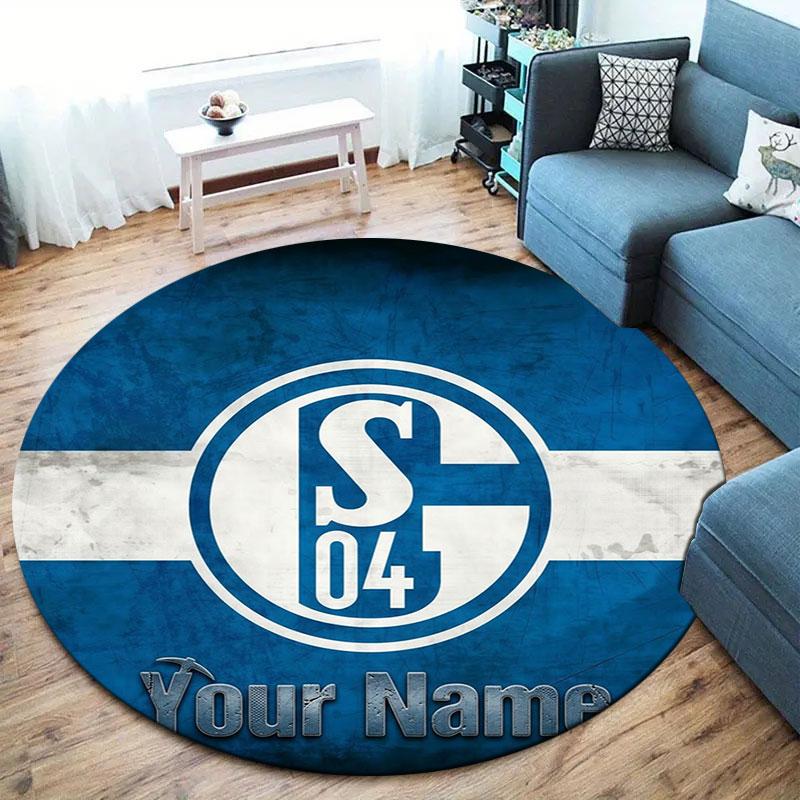 FC Schalke 04 Custom Name Round Area Rug,Carpet Rug for Living Room Bedroom Sofa Playroom Decor,Non-slip Floor Mat