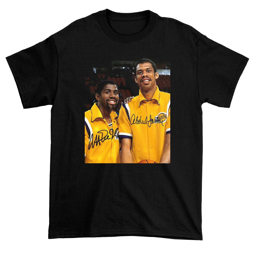 Magic Johnson Kareem Abdul Jabbar Signed T-shirt Black Unisex All Size JJ5326