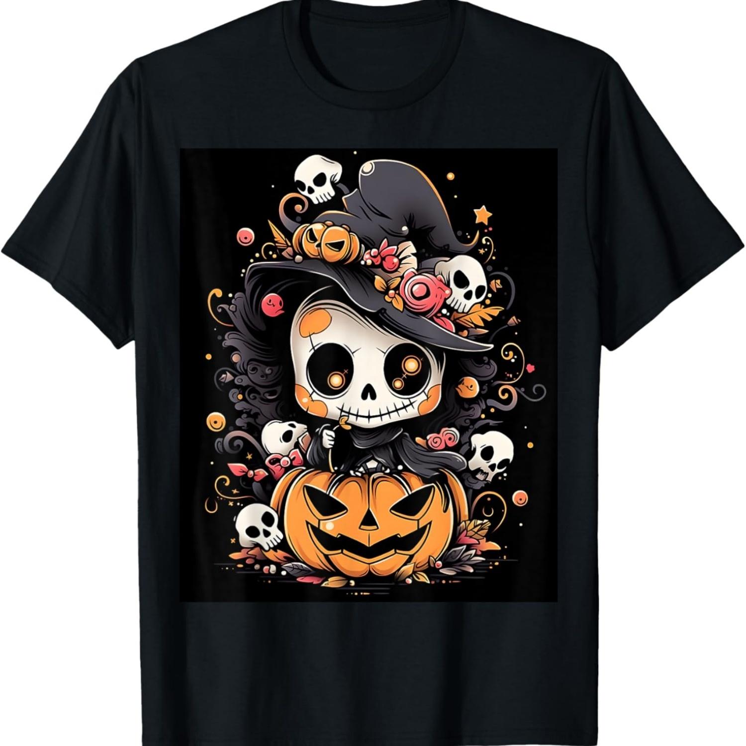Ghastly Grinning Skull - Spooky and Bone-Chilling Halloween T-Shirt S чёрный