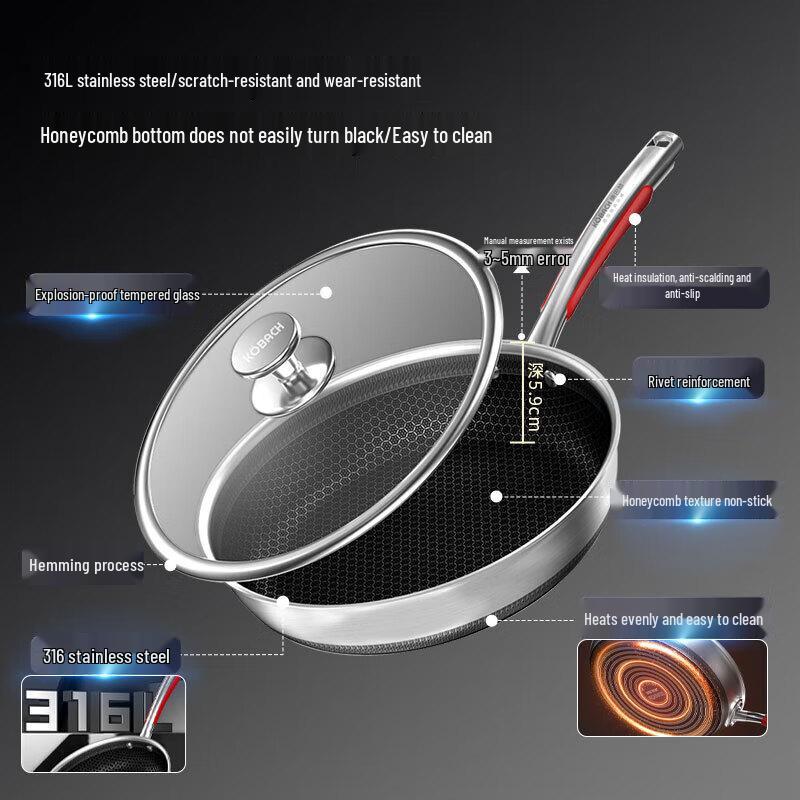 KOMBBACH Joyful Chef 316L Deep Frying Pan Set