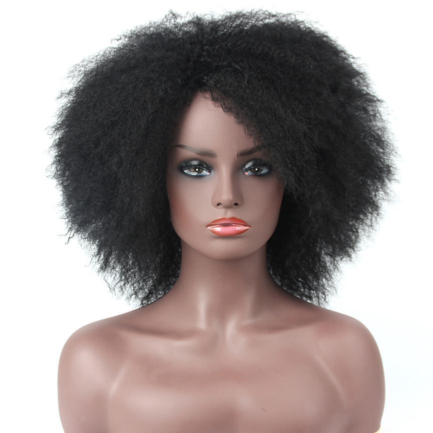 Men and Women Voluminous Short Curly Wig Afro Style Wig Unisex Fluffy Curly Synthetic Wig