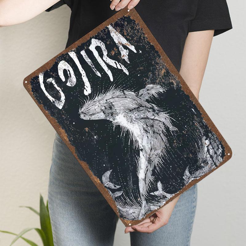 Годзилла Лайн Арт Металлический Постер Настенное Искусство Декор Вещи для Дизайна Комнаты Индивидуальные Ретро Металлические Жестяные Вывески для Дома Декоративные Элементы Комнаты 30x20cm