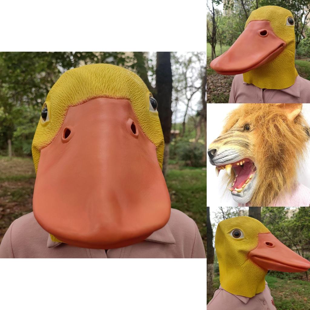 תחפושת לטקס חמודה ראש ברווז צהוב ומסכת אריה אביזר לתחפושת למסיבות ילדים ואירועים חגיגיים