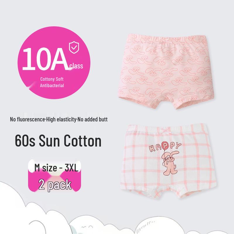Girls' Cartoon Pattern Cotton Boxer Briefs - Thin, Antibacterial, Four Seasons Toddler & Young Child Style