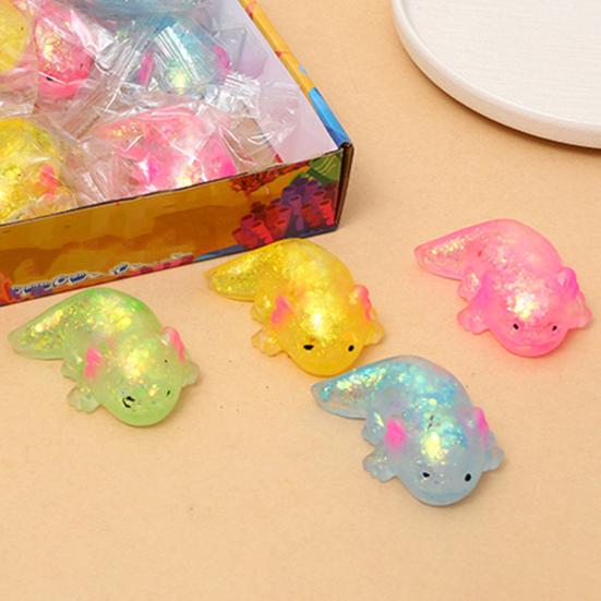 Mini Glitter Salamander Squeeze Toy Stress Relief Lying Salamander Sensory Toy Decompression Clear Animal Fidget Toy
