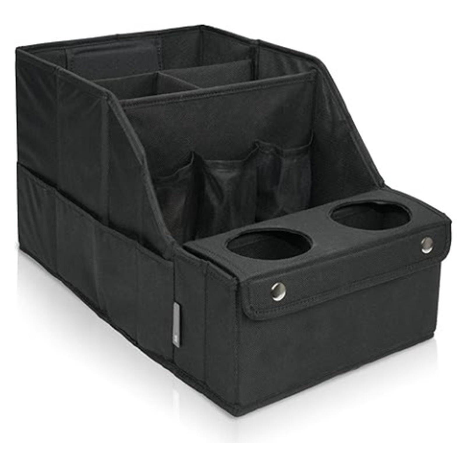 

Car Trunk Storage Organizer Foldable Multi Compartment Vehicle Seat Back Storage Box with Cup Holders and Side Pockets for Car Interior One Size