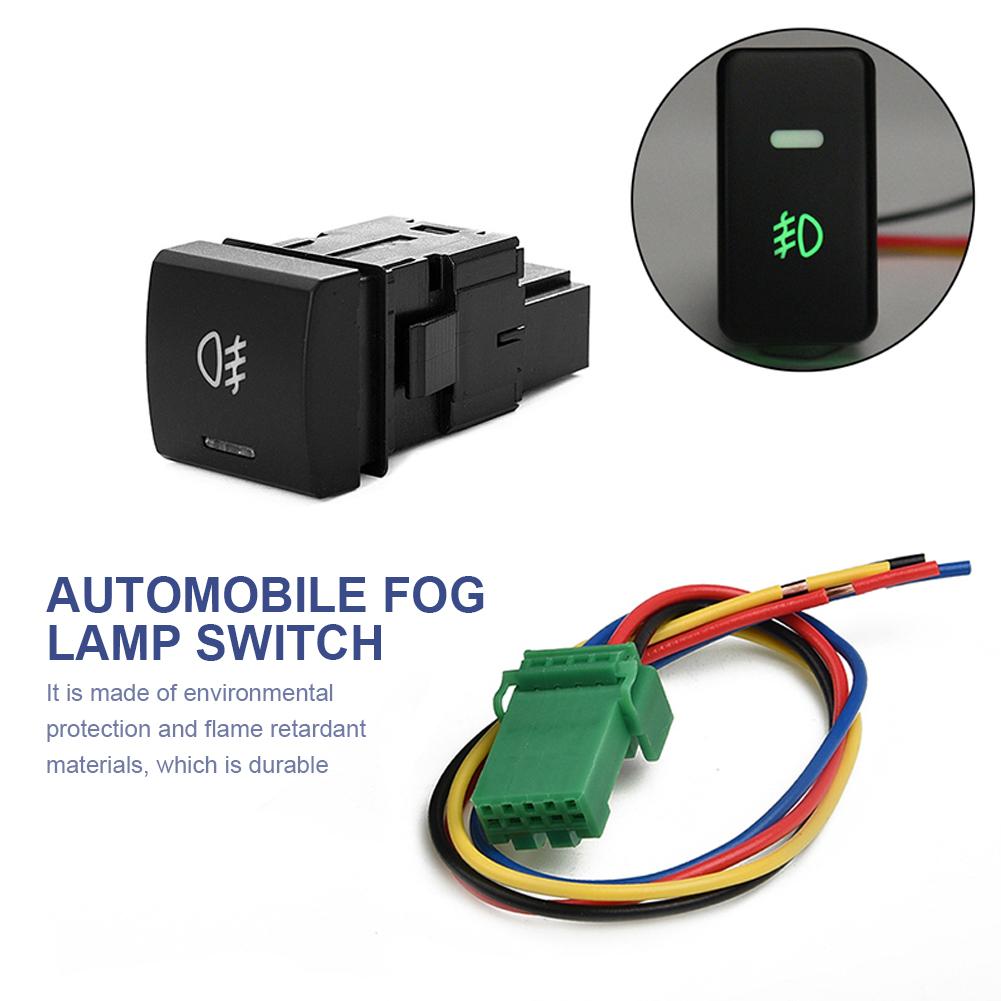 Car Fog Lights Switch with Green Light Fog Light Button Replacement Pure Copper Wire Refitting Fog Lamp 12V 24V for Camry 2018+