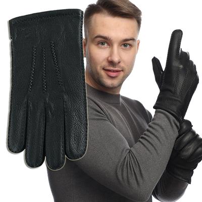 Luvas Masculinas de Camurça Sintética para Exterior Plus Felpudas Espessas Inverno Quente Luva de Dedo Máquina de Fazer Luvas de Motociclismo