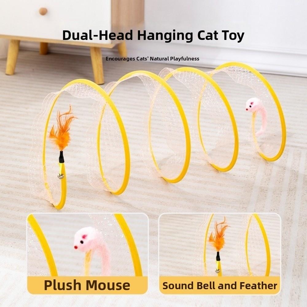 Portable Cat Tunnel Tube Elastic Interactive Cat Toy Cat Spring Mouse Tunnel Indoor Outdoor Use