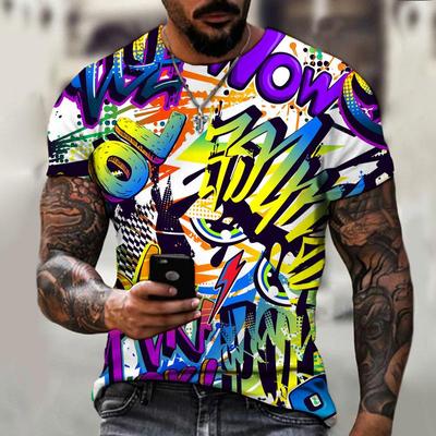 Hip Pop Letter Pattern 3D Printed T-shirt Fashion Men's Street Casual Sweatshirt Men's O-neck Oversize T-shirt