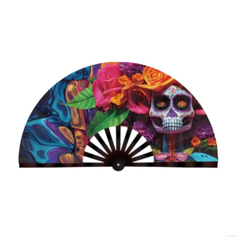 

Large Fluorescent Colorful Folding Hand Fan for Dance Performances and Festival