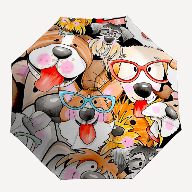 1pc Dogs Automatic Open/close Folding Umbrella, Compact Portable Travel Umbrella, Durable Construction yy251230086