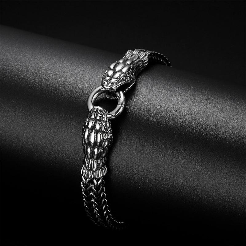 Brățară șarpe cu două capete zodiac bărbați inel din oțel inoxidabil cataramă brățară punk motociclete accesorii bijuterii pentru petrecere