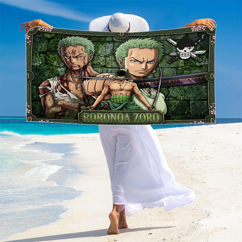 Roronoa Zoro Print Beach Towel, Large Soft Quick Dry Towel for Beach Camping Swimming