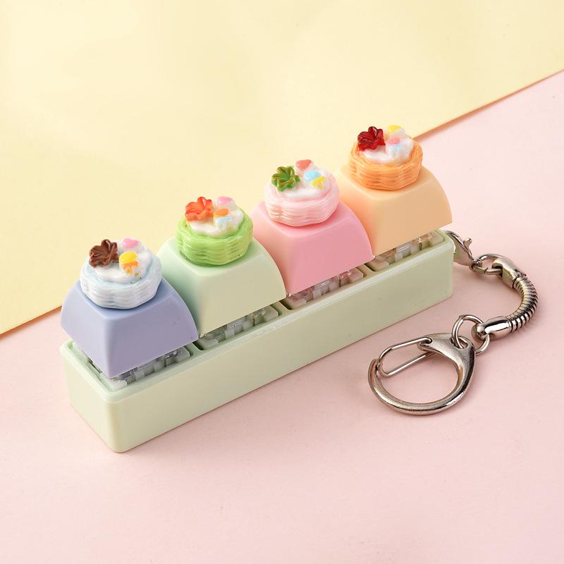 Cute Sticker DIY Button Squeeze Toy Keychain - Stress Relief Pendant