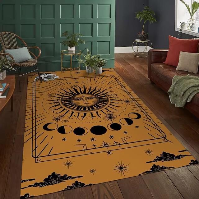 Sun Moon Pentagram Witch Altar Rug Carpet for Living Room Gothic Decor Sofa Table Area Rugs Doormat Large Anti-slip Floor Mat