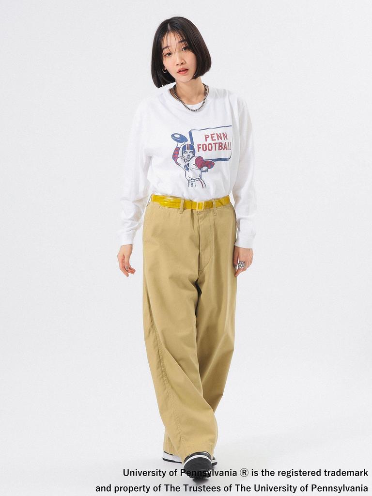 Beams Boy Women's Wide Chino Work Pants, Beige 2