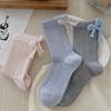 Women's Spring and Autumn Heel Stereo Bow Linen Pattern Micro Pressure Boneless Tube Stack Socks