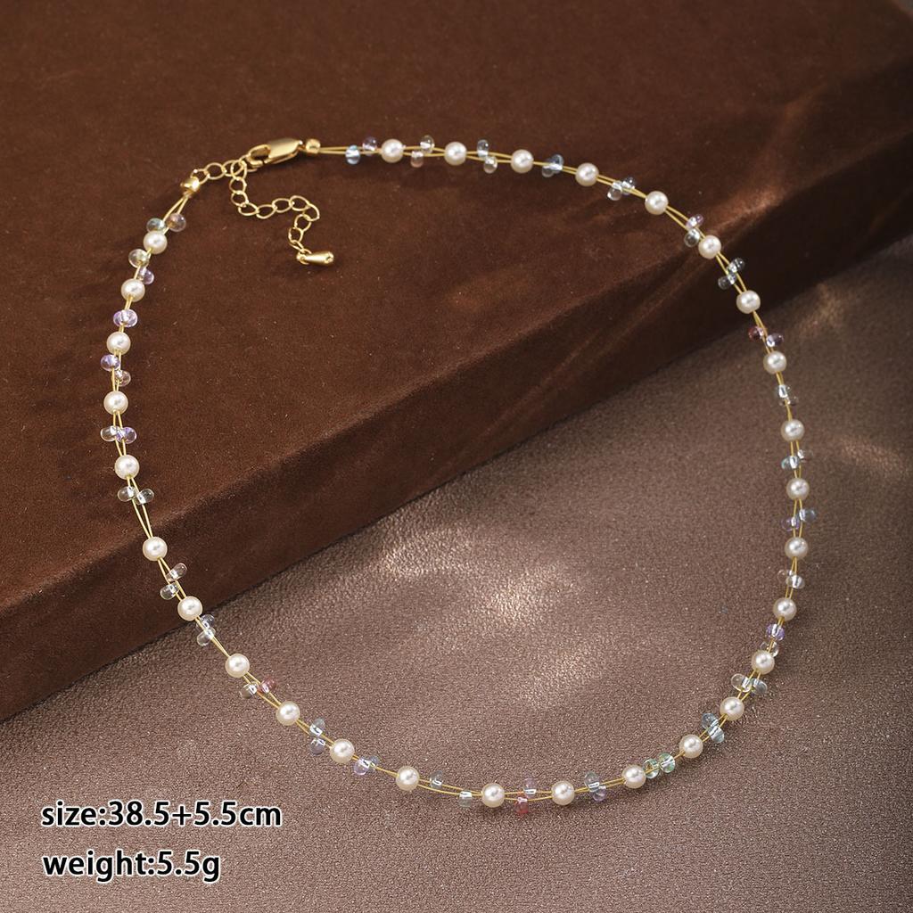 Fashion Glass Crystal Pearl Necklaces for Girls Sweet Elegant Trendy Jewelry for Women Ladies Wholesale China Manufacturer