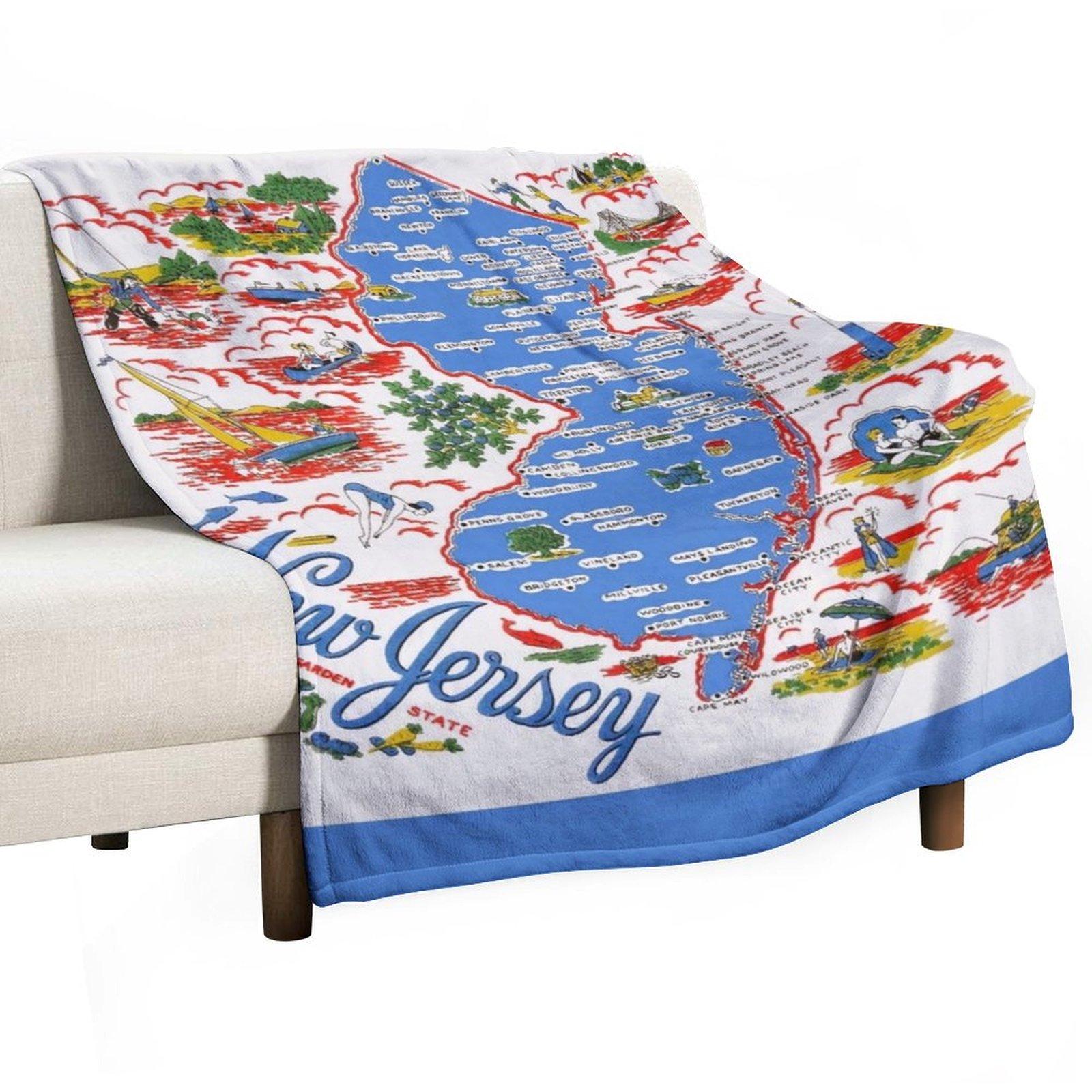 

Vintage New Jersey Map Throw Blanket heavy to sleep For Decorative Sofa blankets ands Blankets Sofas Of Decoration Blankets 30x40in