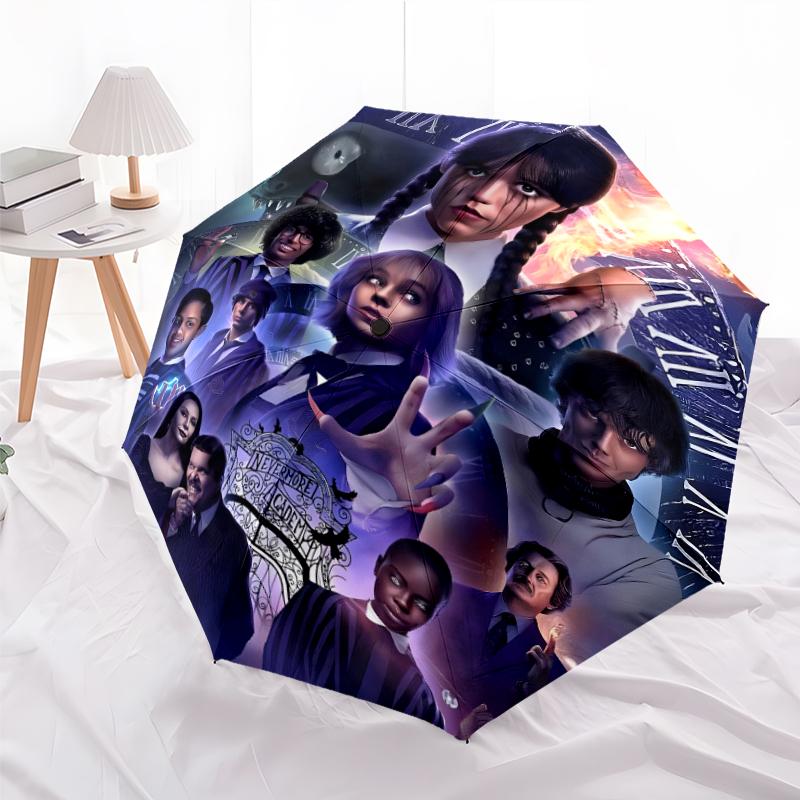 1pc Addams Family Wednesday4 Umbrella, Sun Protection, And UV Shielding. It Has Eight Sturdy Ribs for Outdoor Use And Perfect Gift