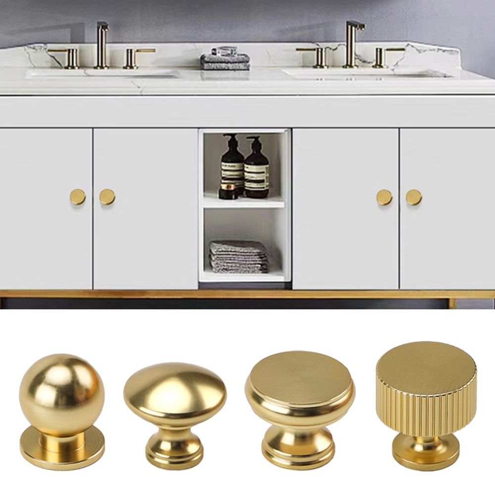 Gold Cupboard Knob Round Drawer Door Handle Simple Cabinet Drawer Knob  for Home