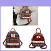 Vintage Red Plaid Kitty Backpack With Lace Detail For Daily Use