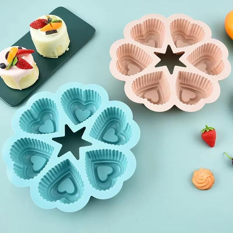 1PC 6-Link Love Shaped Horseshoe Cake Mold Handmade Chocolate Cookie Mould Easy Release Baking Supplies