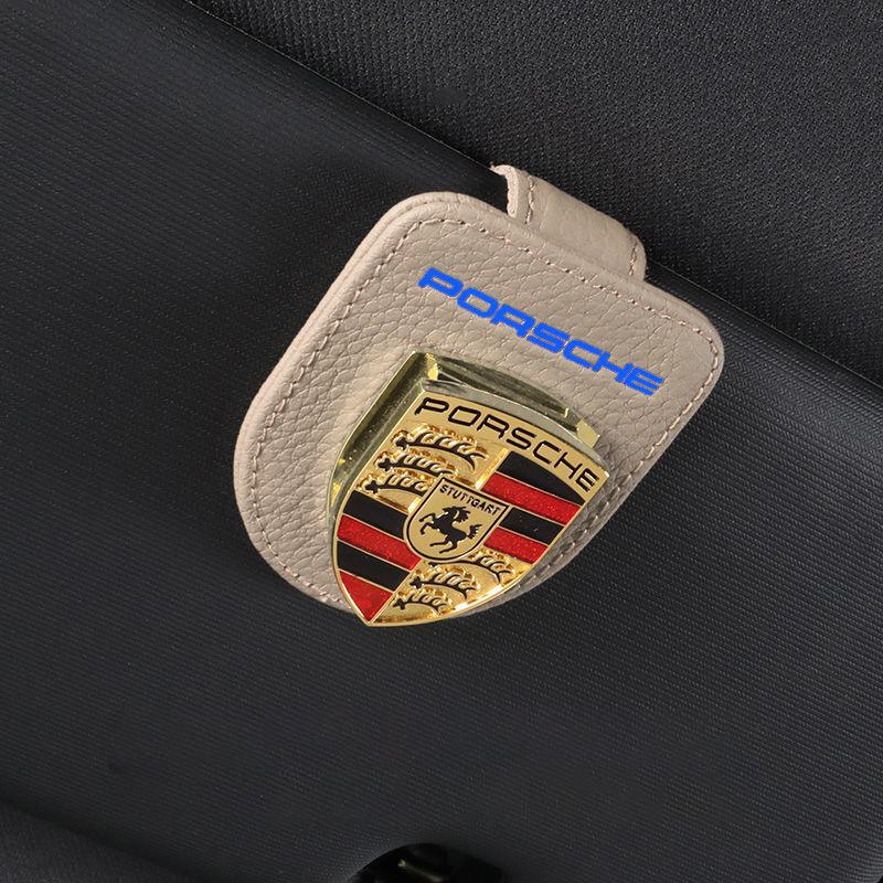 Autodoplňky Držák na sluneční brýle Klip Magnetický Kožený Klip na sluneční clonu do auta Pro Porsche 911 Pajun Cayenne Cayman Panamera Macan Taycan