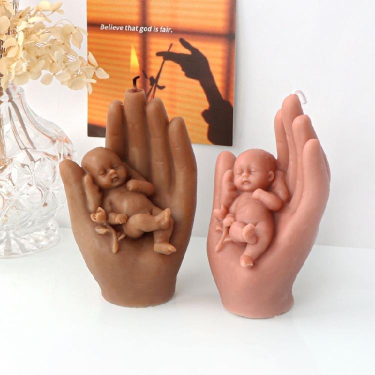 Baby in der Hand Kerzenform Schlafendes Baby Silikonform für DIY Seifen- und Kerzenherstellung