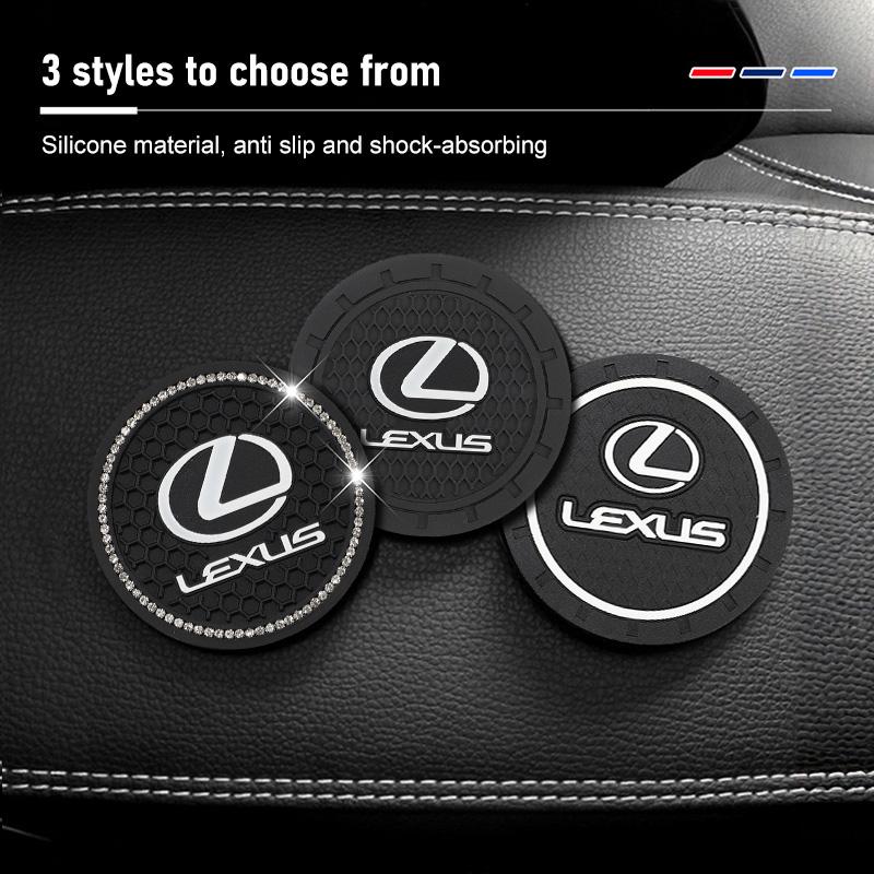 2Pcs Silicone Car Cup Mats Anti Noise Coaster Auto Accessories For Lexus F-SPORT ES RX NX LS UX LM LX GX LC RZ IS CT GS RC HS