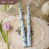 2PCS Long Candles Floral Printed Colored Taper Candle Lot Wedding Candles for Stylish Home Décor